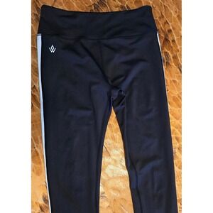 Workout Empire Black White Side Stripe Athletic Leggings Small